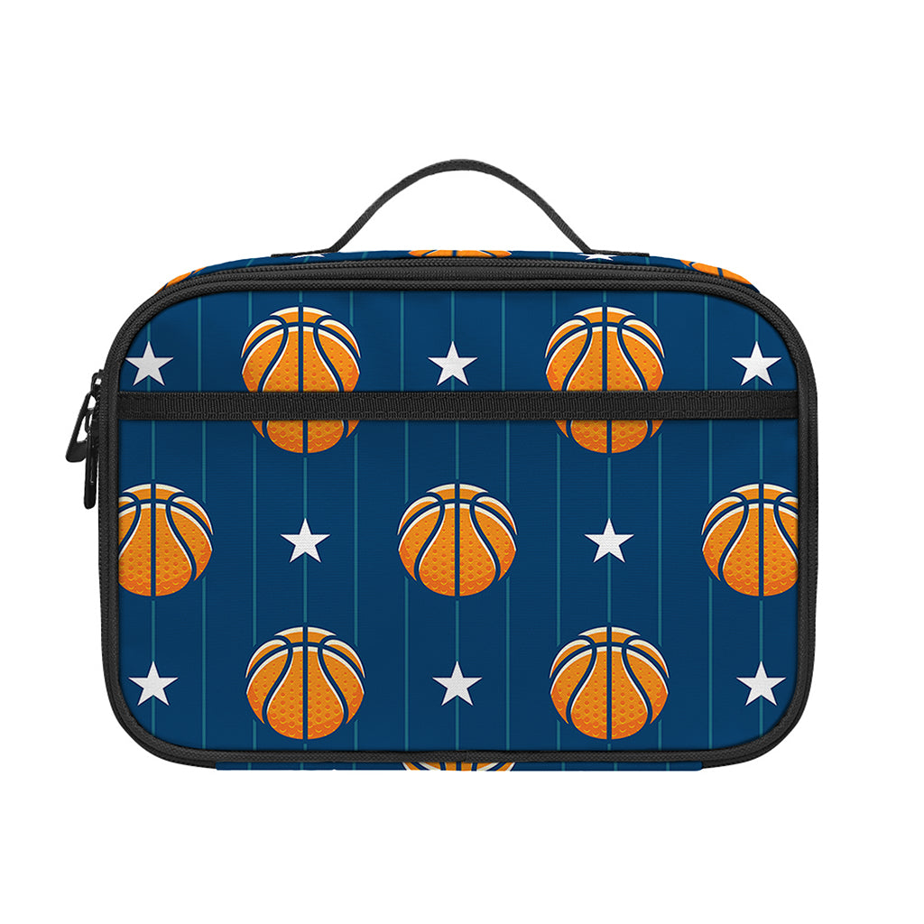 Basketball And Star Pattern Print Portable Lunch Bag