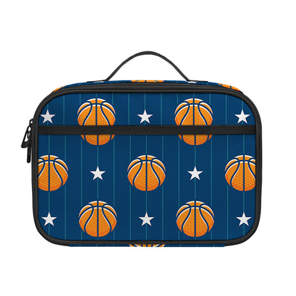 Basketball And Star Pattern Print Portable Lunch Bag