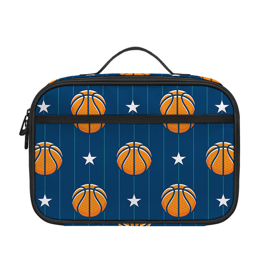 Basketball And Star Pattern Print Portable Lunch Bag