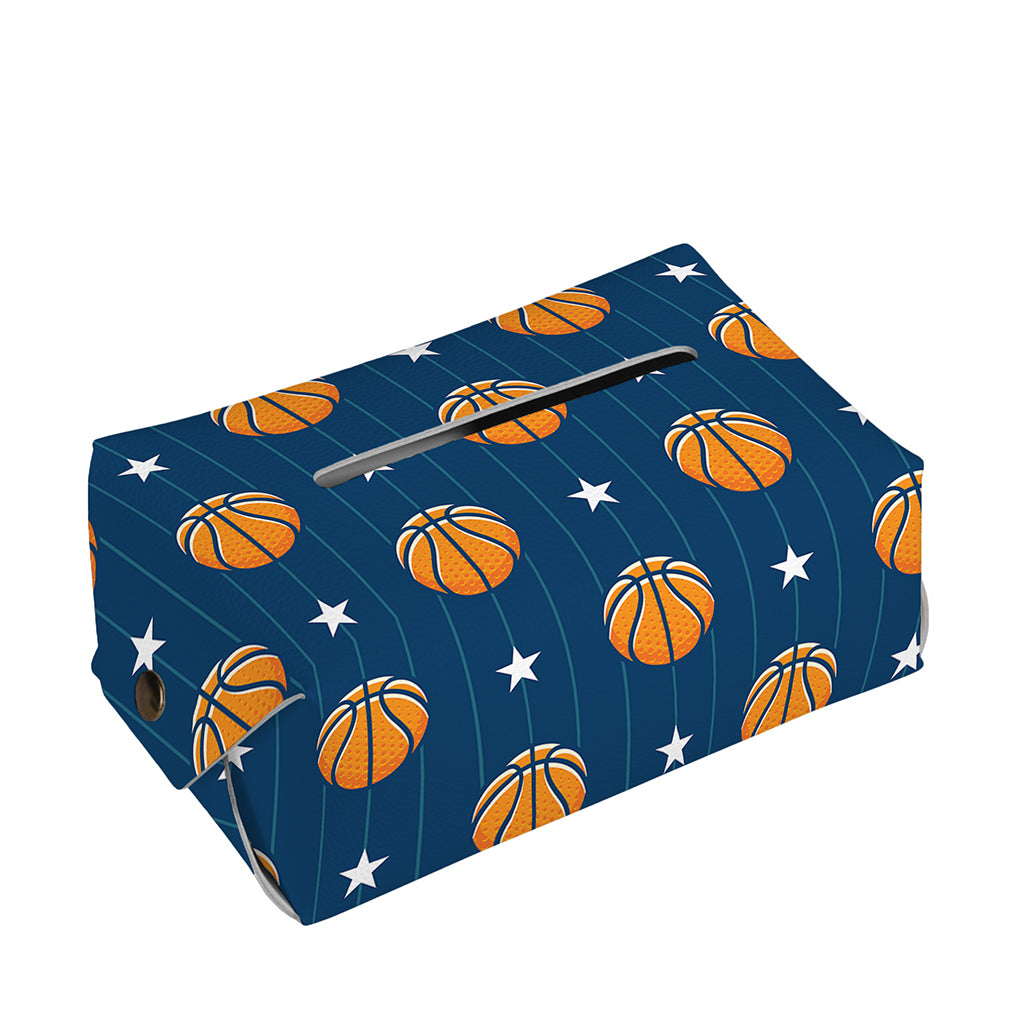 Basketball And Star Pattern Print Rectangle Tissue Box Cover