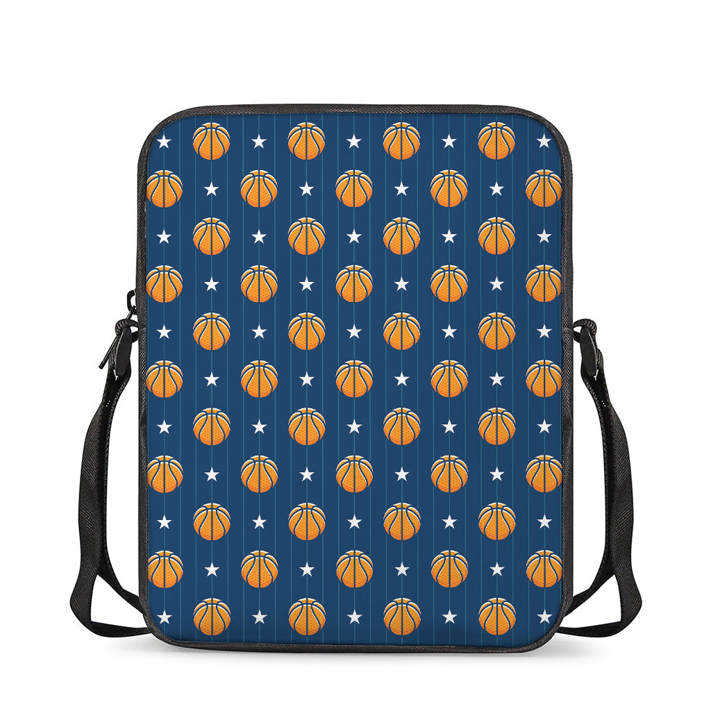 Basketball And Star Pattern Print Rectangular Crossbody Bag