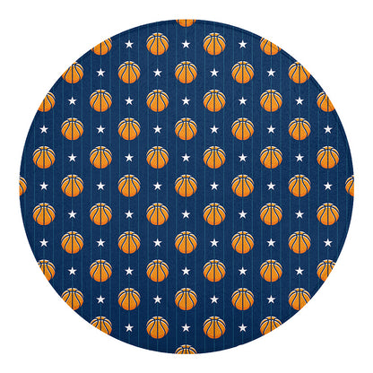 Basketball And Star Pattern Print Round Blanket
