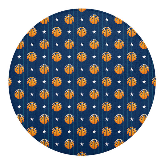 Basketball And Star Pattern Print Round Blanket