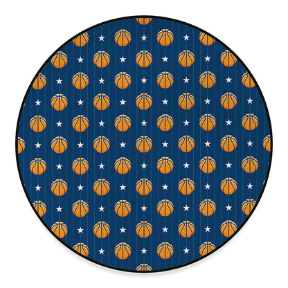 Basketball And Star Pattern Print Round Floor Mat