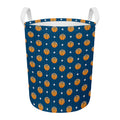 Basketball And Star Pattern Print Round Laundry Basket