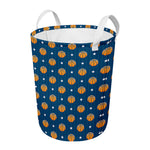 Basketball And Star Pattern Print Round Laundry Basket