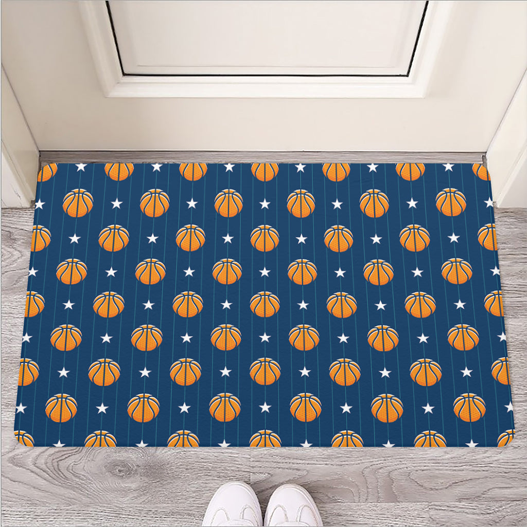 Basketball And Star Pattern Print Rubber Doormat