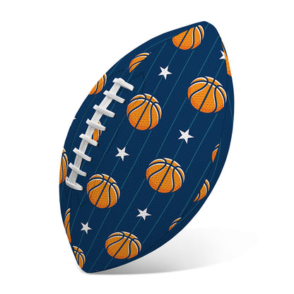 Basketball And Star Pattern Print Rugby Ball