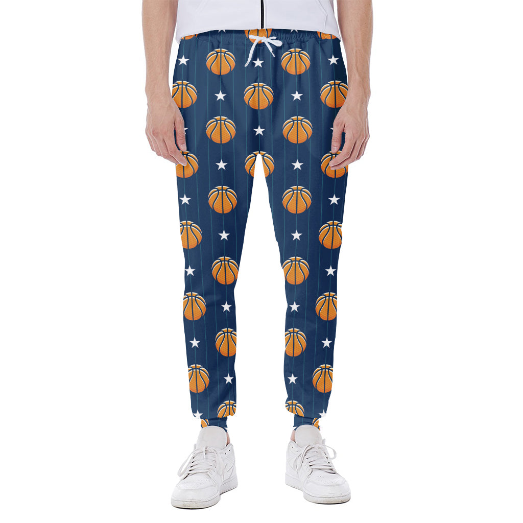 Basketball And Star Pattern Print Scuba Joggers