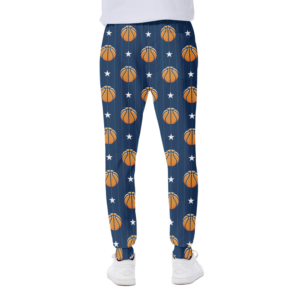 Basketball And Star Pattern Print Scuba Joggers