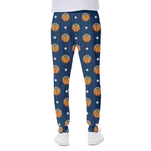 Basketball And Star Pattern Print Scuba Joggers