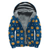Basketball And Star Pattern Print Sherpa Lined Zip Up Hoodie