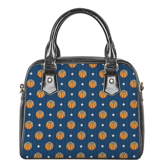 Basketball And Star Pattern Print Shoulder Handbag