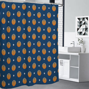 Basketball And Star Pattern Print Shower Curtain