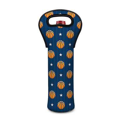 Basketball And Star Pattern Print Single Neoprene Wine Tote