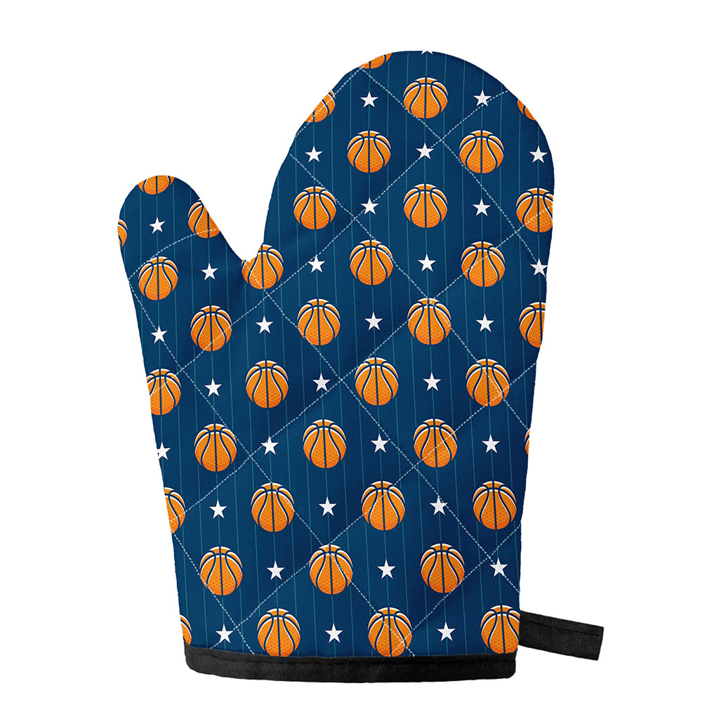 Basketball And Star Pattern Print Single Oven Mitt