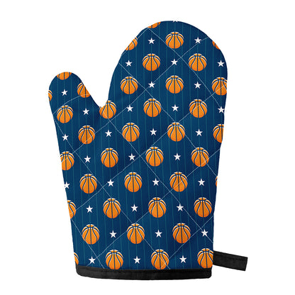 Basketball And Star Pattern Print Single Oven Mitt