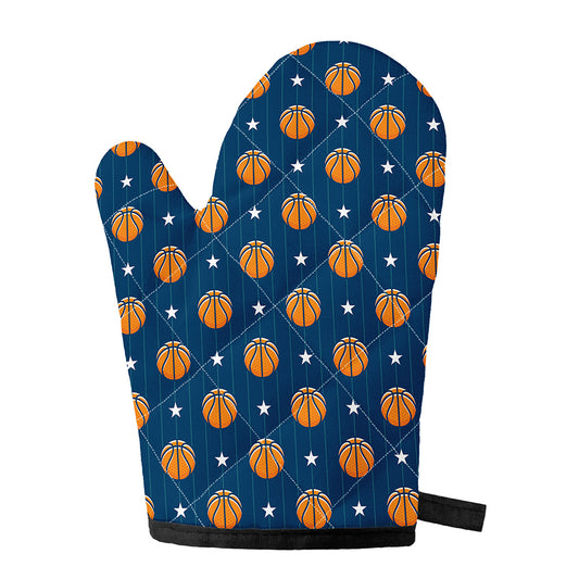 Basketball And Star Pattern Print Single Oven Mitt