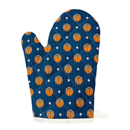 Basketball And Star Pattern Print Single Oven Mitt