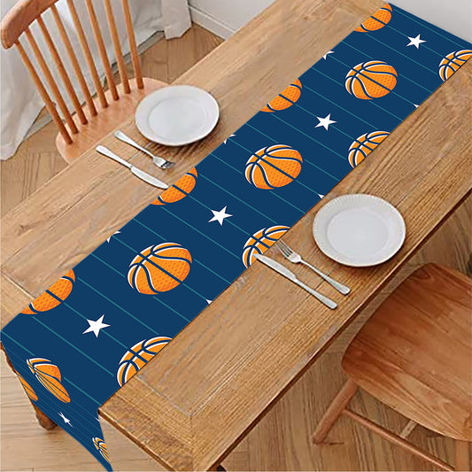 Basketball And Star Pattern Print Table Runner