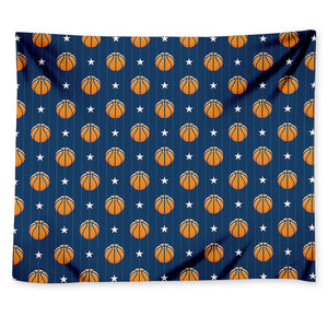 Basketball And Star Pattern Print Tapestry