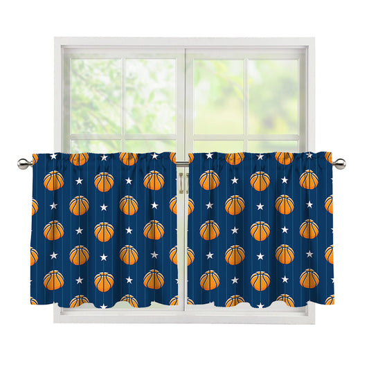 Basketball And Star Pattern Print Tier Curtains