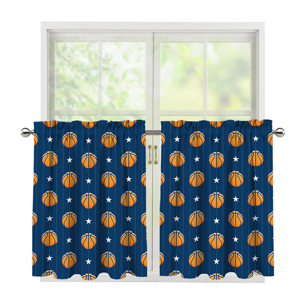 Basketball And Star Pattern Print Tier Curtains