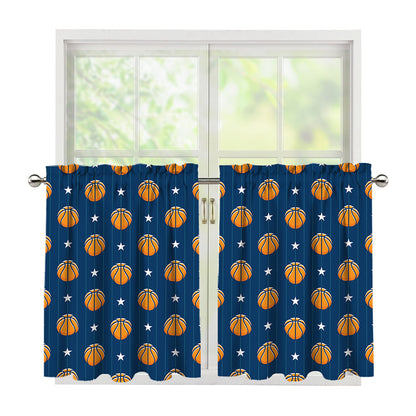 Basketball And Star Pattern Print Tier Curtains