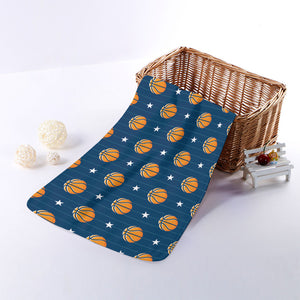 Basketball And Star Pattern Print Towel