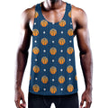 Basketball And Star Pattern Print Men's Workout Tank Top