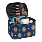 Basketball And Star Pattern Print Travel Makeup Bag