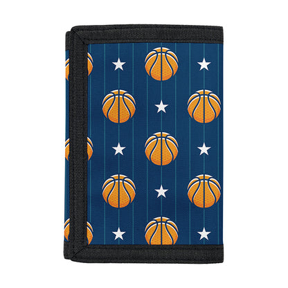 Basketball And Star Pattern Print Trifold Wallet