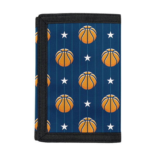 Basketball And Star Pattern Print Trifold Wallet