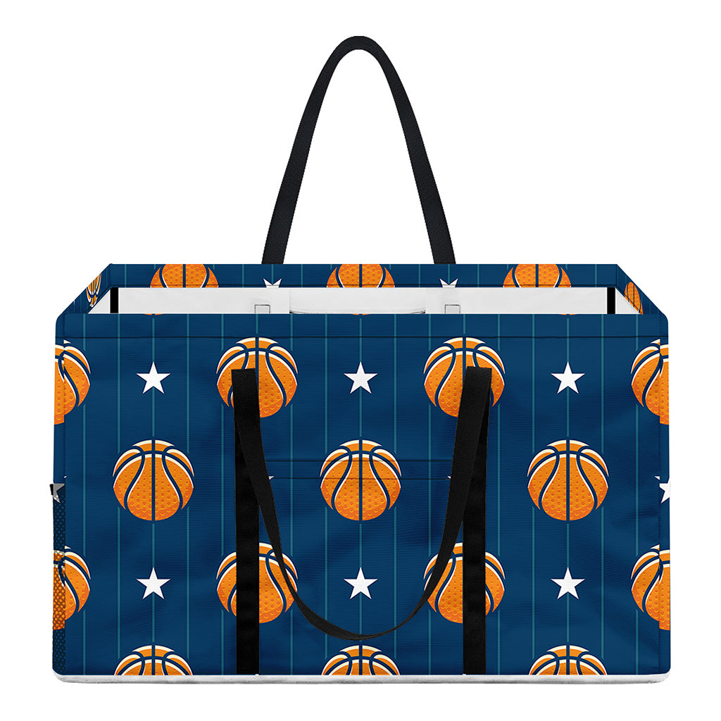 Basketball And Star Pattern Print Utility Tote Bag