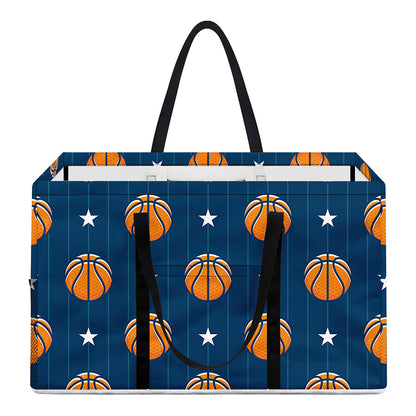 Basketball And Star Pattern Print Utility Tote Bag