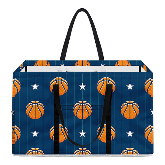 Basketball And Star Pattern Print Utility Tote Bag