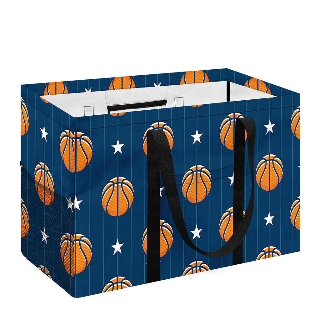 Basketball And Star Pattern Print Utility Tote Bag