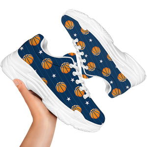 Basketball And Star Pattern Print White Chunky Shoes