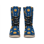 Basketball And Star Pattern Print Winter Boots