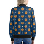 Basketball And Star Pattern Print Women's Bomber Jacket