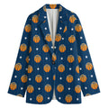 Basketball And Star Pattern Print Women's Cotton Blazer