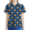 Basketball And Star Pattern Print Women's Polo Shirt