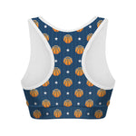 Basketball And Star Pattern Print Women's Sports Bra