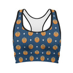 Basketball And Star Pattern Print Women's Sports Bra