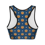 Basketball And Star Pattern Print Women's Sports Bra