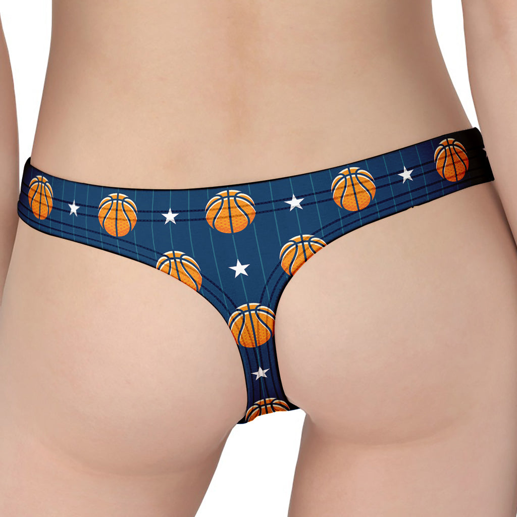 Basketball And Star Pattern Print Women's Thong