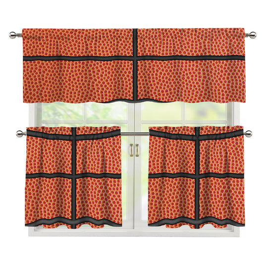 Basketball Ball Print 3 Piece Kitchen Curtains