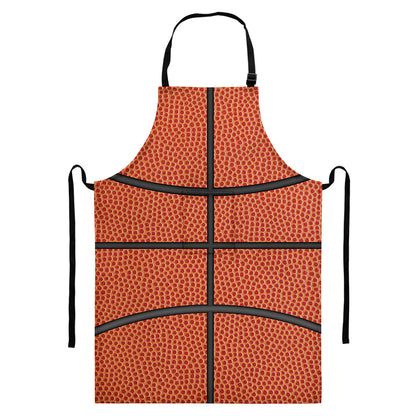 Basketball Ball Print Bib Apron With Pocket