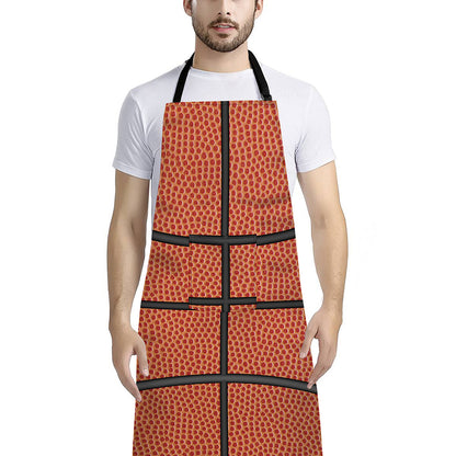 Basketball Ball Print Bib Apron With Pocket