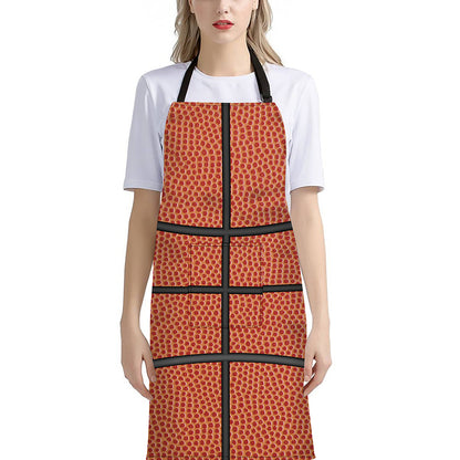 Basketball Ball Print Bib Apron With Pocket
